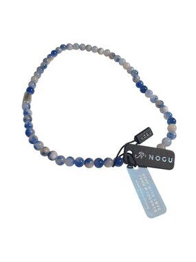 Nogu Double Wrap Bead Bracelet 925 Sterling Silver Handmade Gradient Blue Agate
